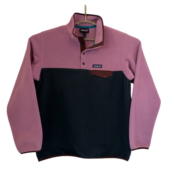 Patagonia Sweaters - Patagonia Synchilla Snap-T Fleece Pullover Pink Navy Blue Womens Large STY25455